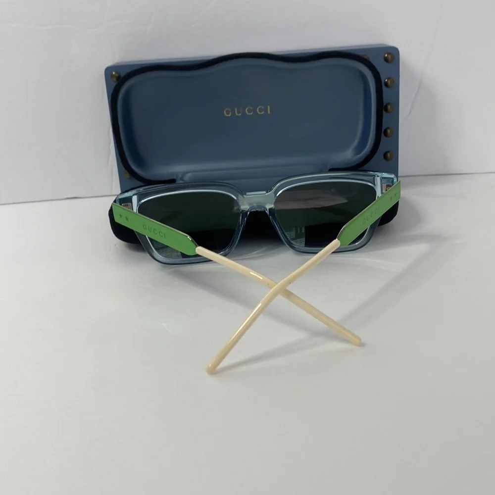 Gucci GG0975S 003 Men’s Translucent Square Sunglasses in Light Blue